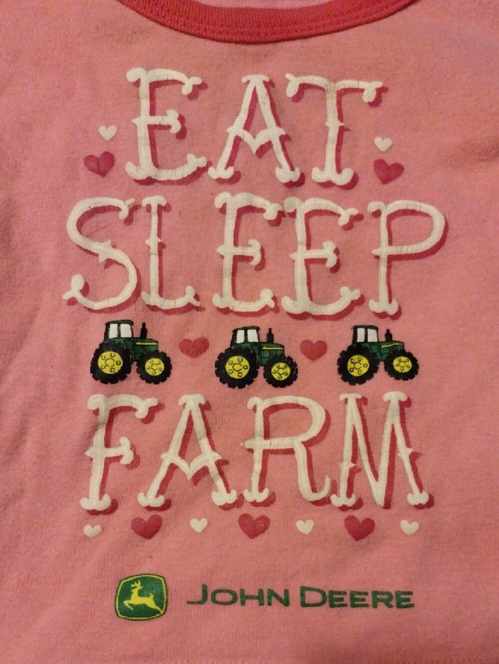 John Deere Pink Tractor 'Eat Sleep Farm' Kids Pajama Set - Picture 3 of 9